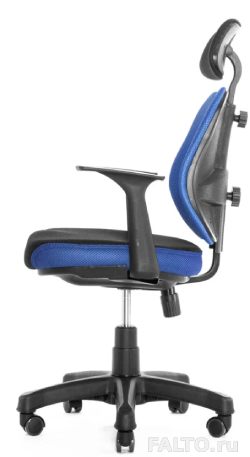 Синее кресло для подростка с двойной спинкой и поясничным валиком