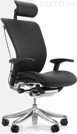 Чёрное кожаное кресло для работы Expert Spring Leather