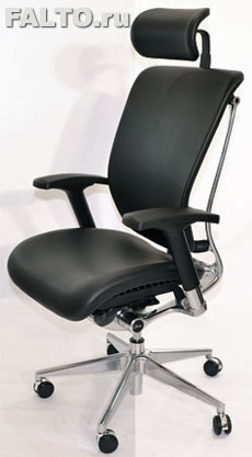Чёрное кожаное кресло для работы Expert Spring Leather