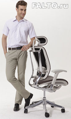 Светлое компьютерное кресло Expert Spring Leather из натуральной кожи