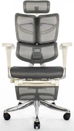 Серое анатомическое кресло Expert Fly с выдвигаемой подножкой