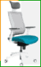 Кресло Falto-G1 (Белый каркас, сидение ткань - цвет синий, спинка сетка - серый)