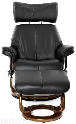 Черное кожаное кресло реклайнер Piabora New
