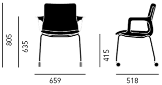 Габариты конференц-кресла серии FURSYS Т-600
