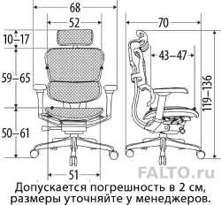 Габариты кресла Ergohuman Elite 2