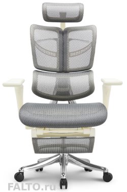 Серое сетчатое кресло Expert Fly с выдвигаемой подножкой