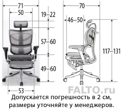 Габариты кресла fly