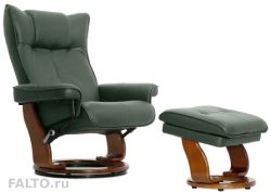 Кожаное кресло-реклайнер Relax Mauris зеленое