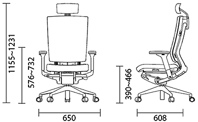 Габариты конференц-кресла серии FURSYS Т-550