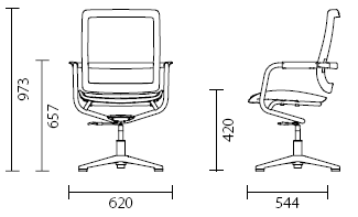 Габариты конференц-кресла серии FURSYS Т-590
